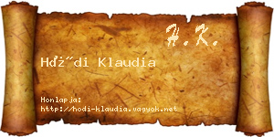Hódi Klaudia névjegykártya